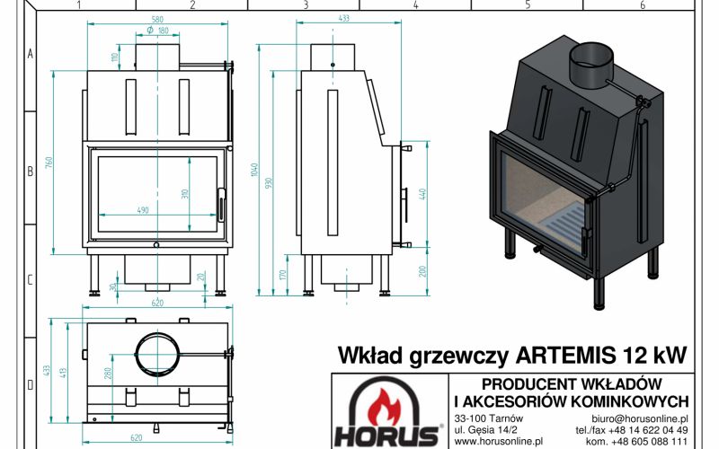 Wkład  grzewczy  Artemis 12 kW 